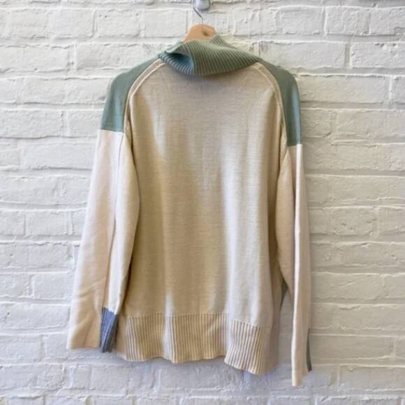 COS Merino Wool Sweater Contrast Knit Oversized Pullover Turtleneck - Picture 9 of 10